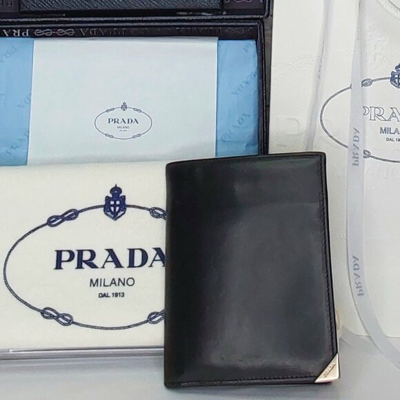 'PRADA' LEATHER WALLET COMPLETE GIFT SET BOX, DUST BAG, RIBBON & TISSUE - Picture 16 of 16